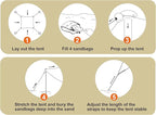 10×10ft UPF50+ Beach Tent Sun Shelter, Windproof Stable Outdoor Pop Up Beach Shade Canopy for Camping, Fishing, Backyard Fun or Picnics, 4 Poles