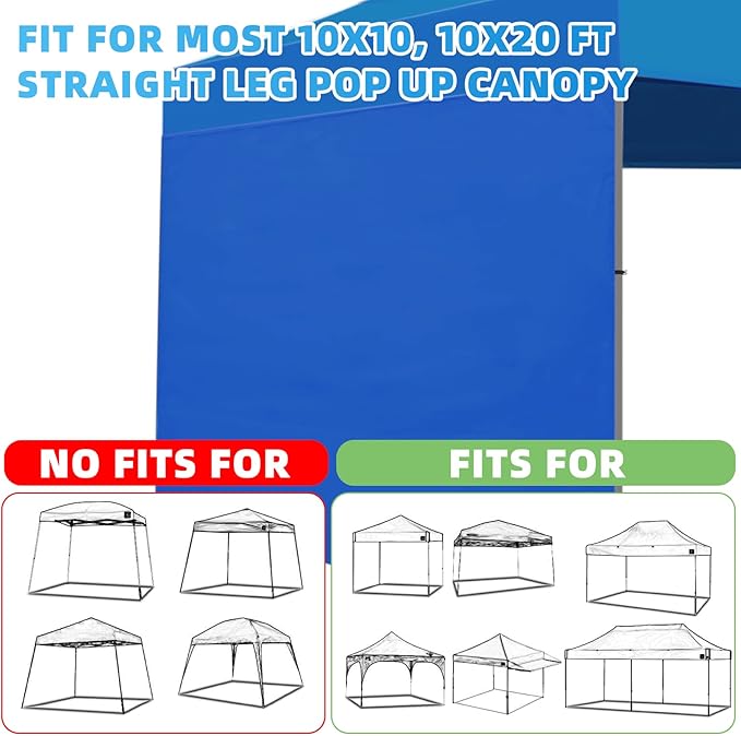 Joramoy Instant SunWall for 10x10 Pop Up Canopy, Canopy Walls 10x10 for Outdoor Instant Canopies,1 Pack Sidewall Only (Blue)