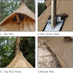 FIREHIKING Camping Hot Tent 2-4 Person Teepee Tent with Stove Jack for Backpacking Hunting 11'6" x 6'11" | with Stove Jack, for Backpacking, Hunting