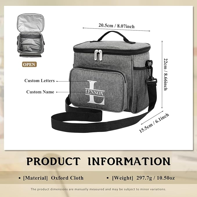 Personalized Insulated Cooler Bag, Custom Name Portable Insulated Camping Bag Suitable for Picnic Beach Hiking Travel
