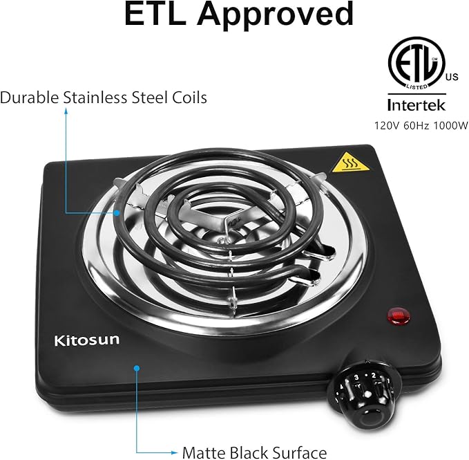 Electric Charcoal Burner Stove Portable Hot Plate Grill Coal Burners Heating Plate 700W Charcoals Starter Heater with Smart Heat Control & Stainless Steel Fast Heating for Cooking Top Countertop