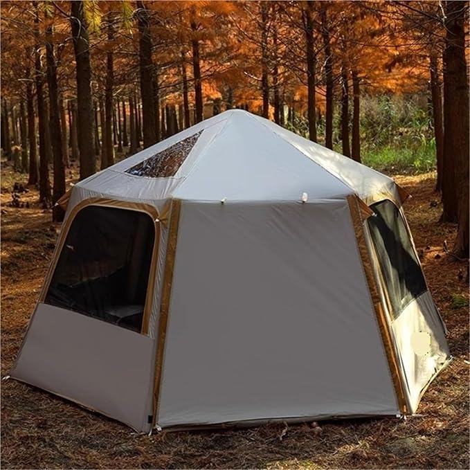 Hexagonal Folding Inflatable Tent - Large Family Quick Automatic Opening Camping Tent for Outdoor Travel, Spacious Windproof Waterproof Camping Equipment