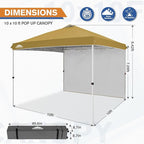EAGLE PEAK Commercial Canopy 10x10 Pop Up Canopy Tent with 1 Sidewall, Easy Setup Heavy Duty Instant Event Shelter for Vendors & Markets, Outdoor Sun Shade, Beige