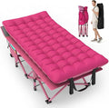 Suteck 32In XXL Folding Camping Cot, 900LBS Heavy Duty Sleeping Cot with Pillow Mattress, 1200D Double-Layer Oxford Portable Cot for Adults with Carry Bag for Home Office Nap Beach Travel