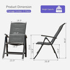 Domi Folding Patio Chairs Set of 2, Aluminium Frame Reclining Sling Lawn Chairs with Adjustable High Backrest, Patio Dining Chairs for Outdoor,Porch,Balcony (Double-Layered Textilene Fabric)