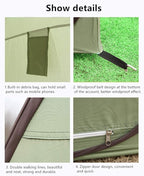Portable Tent,Outdoor Tent,Camping-Tents Portable Waterproof Tents Windproof Family Tent for Camping Backpacking Hiking Outdoor Music Festivals Green