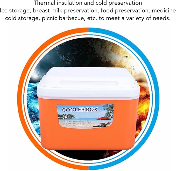 SIXRUN 5L Portable Cooler Box, Multifunctional Keeps Food Freshness and Drink Cool Insulated for Travel Camping Fishing and Outdoor Activities