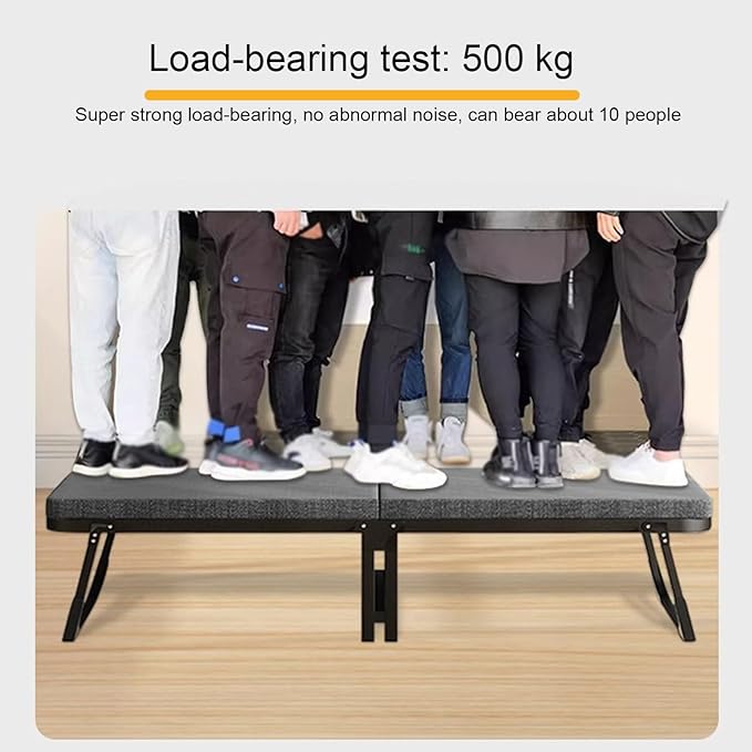 Camping Cots Double Load-Bearing Leg Design, Camping Cot 10 BeamsStable, Folding Bed Silent Anti-Skid Wheels, Folding Cot(185x38x60cm/73x15x24in)