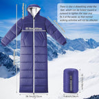 Macarrie Cold Weather Wearable Sleeping Bag for Adults with Sleeves and Hood 74 Inch Long 0 Degree Winter Weather Insulated Extreme Cold Sleeping Bag Coat for Camping Hiking Stadium