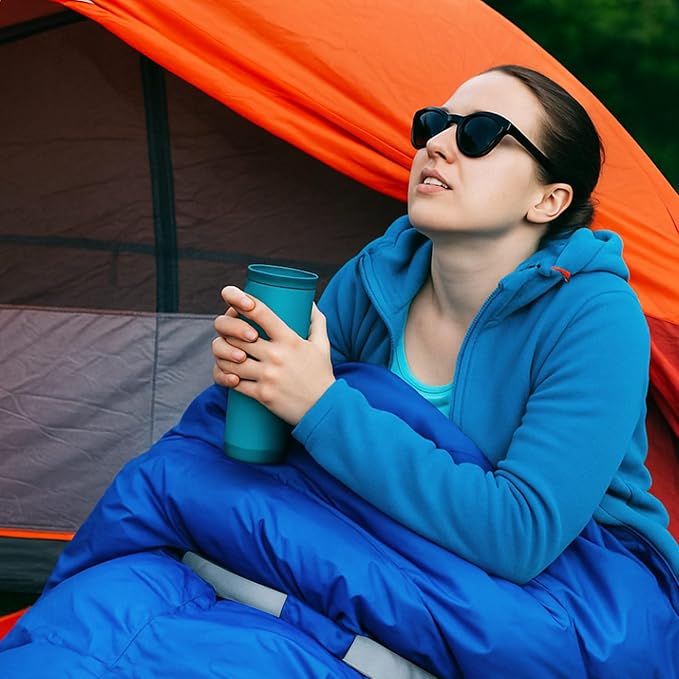 Macarrie Wearable Sleeping Bag with Dual Hoodie,Longsleeves,Pockets and Adjustable Drawstring，Ideal for Camping, Cold Weather Hiking, Blanket,Shelter