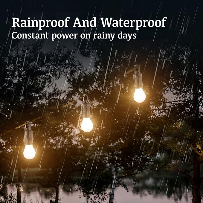 Solar Camping Lights Outdoor Waterproof - 3 Mode Portable LED Lantern with Solar/USB Charging, Hanging Hook for Camping, Hiking, Emergency, Backpacking, Tents (Flat Bottom)