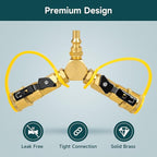 GASPRO 1/4" RV Propane Quick Connect Y Splitter Adapter with Shutoff Valve for RV, Camping Stoves, BBQ Grills, Gas Burners and More, 2 Way 1/4" Propane Rv Hose Splitter