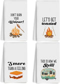 4Pcs Camper Kitchen Towel, Camping Gift, Camp Kitchen, RV Decor, Vintage Trailer Camper Decor, Motor Home Decoration Towels, Retirement Gift, Waffle Weave Hand Towels for Kitchen Camp-1