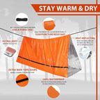 1-Pack Survival Life Tent - 1Person Mylar Shelter, Tube Tent with Paracord, All-Weather for Camping, Hiking, Survival Kits-Yellow