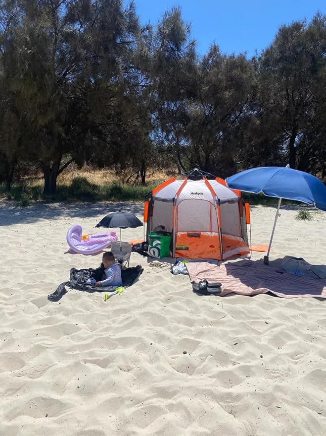 Beach Pop Up Tent & Sun Shelter - 5 Sec Setup | Adjustable Sunshade, Nano Water/Mosquito Proof UPF 50+ | for Camping, Picnic, Sports, Concert Set w/Storage