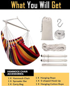 ADVOKAIR Hammock Chair Swing, Heavy-Duty Hanging Rope Swing Seat Supports 500 Lbs, Ideal for Outdoor Patio, Backyard, Porch, Deck & Indoor Bedroom Use