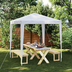 White Polyethylene Party Tent with Iron Frame, 2x2 Meter Outdoor Canopy for Events, Water-Resistant and UV-Resistant, Easy Assembly Shelter for Gatherings