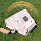 Large Luxury Inflatable Camping Tent Cotton Canvas Tent, Breathable and Waterproof Air Tent with Skylight and Stove Jack Hole for for 4-6-8-10 Person Family Camping