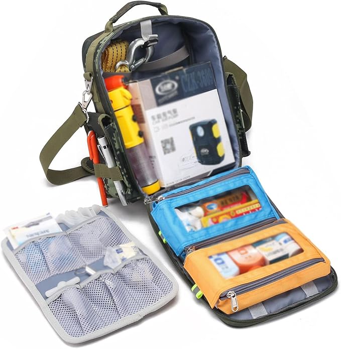 First Aid Bag Empty,Travel Rescue, Responder Storage Survival Trauma Emergency Backpack for Hiking Camping(Army Green)