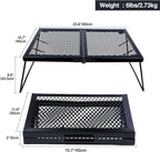 REDCAMP Folding Campfire Grill Heavy Duty Steel Grate, Portable Over Fire Camp Grill for Outdoor Open Flame Cooking Large