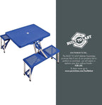 Picnic TIME Portable Folding Picnic Table with Seats for 4, Collapsible Aluminum Table with Benches & Umbrella Hole, Lightweight Foldable Table for Camping, Travel, Backyard, Tailgating | with Umbrella Hole