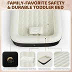 Inflatable Toddler Travel Bed - 64 Inches Portable Toddler Air Mattress with Four Safety Sides - High-Speed Pump and Carry Bag - Comfortable Mattress & Easy to Inflate and Deflate - Black