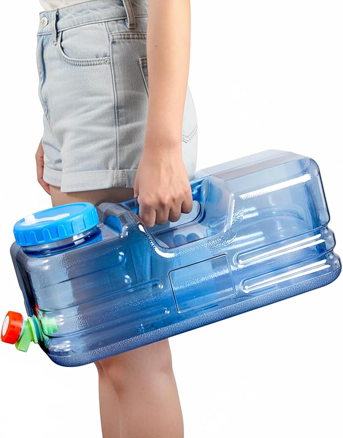 Dicunoy Camping Water Container, 2.6 Gallon Portable Water Jug with Spigot, Thick Water Dispenser Brick with Wide Filler Opening for Hiking, Picnic, Vehicle, Outdoor, Emergency, Hurricane Supplies