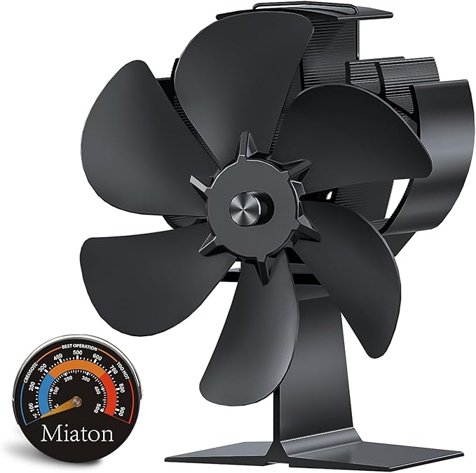 Wood Stove Fan Heat Powered | Non Electric Heat Activated Fan for Wood Burning Stove/Log Burner | Thermoelectric Fireplace Fan| w/Stove Accesories Thermometer