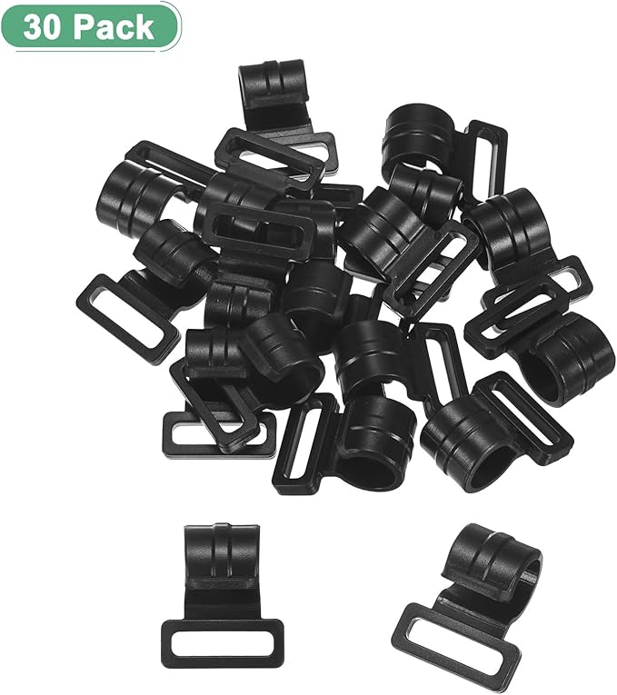 0.47IN Tent Pole Clips [30PCS] - C-Shaped Clamp Use for Camping & Awning Tent & Canopies Poles - [POM Plastic] Tent Pole Attachment Clips Webbing Strap Clamp