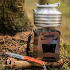OneTigris Camping Backpacking Stove Portable Foldable Burning Wood Stove for Outdoor Hiking Picnic BBQ,Stainless Steel (Medium)