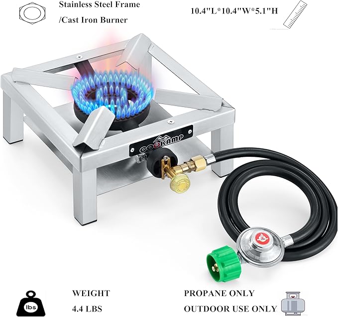 Propane Burner Angle Iron Camp Stove with CSA Listed Regulator and 4ft Hose (SS1200)