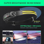 LED Headlamp, Rechargeable 230° Wide Beam Head Lamp for Forehead, 6Mode Hard Hat Light for Adults, Flashlight for Work, Hiking, Running, Camping Essentials Gear, Gifts for Men (10Pack)