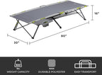 CORE Folding Camping Cot | Extra Wide Heavy Duty Camp Cot with Removable Side Table & Mesh Gear Loft | Folding & Portable Camp Bed with Carry Bag | Supports 300 lbs