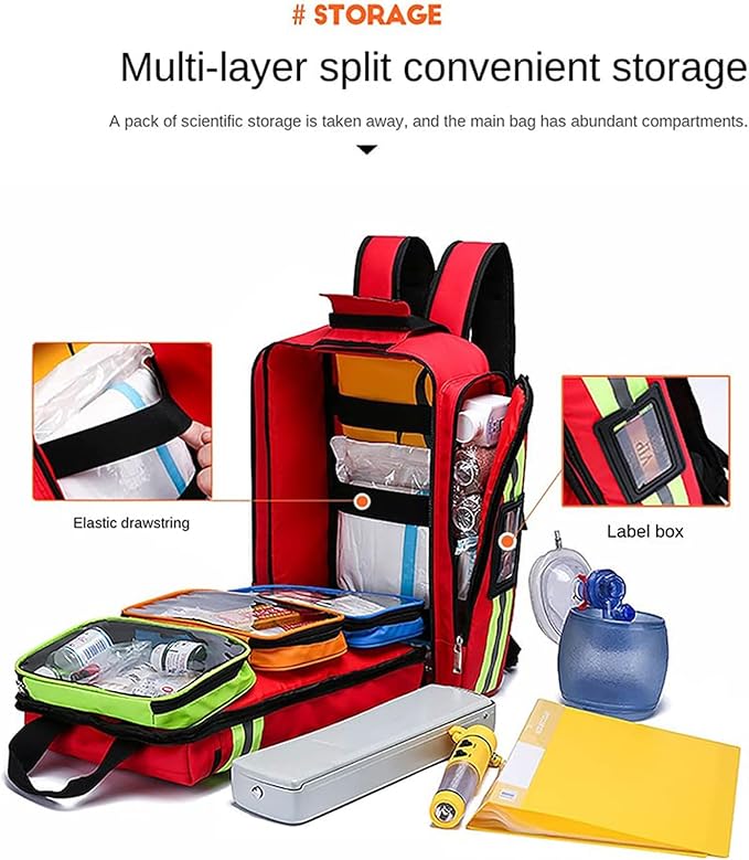 Empty First Aid Bag Emergency Responder Trauma Bag First Aid Kit Bag Large Medical Backpack for Travel Camping Cycling Outdoor Survival First Aid(Blue)