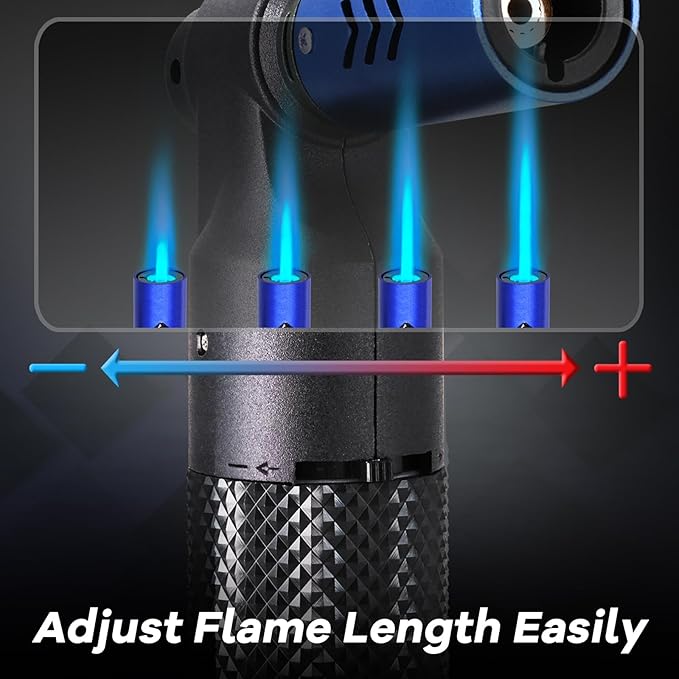 Luxgaze Butane Torch Kitchen Torch Lighter Refillable Big Jet Flame Mini Blow Torch Portable Crème Brulee Torch for Camping Grill Culinary Soldering Cooking Welding BBQ(Gas not Included) Blue