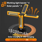 13200mAh Rechargeable Solar Work Light with Folding Stand and Carrying Bag, AODOO 8000 Lumen Stepless Dimmable , White/Warm/Nature White/RED(SOS) with Detachable Tripod (Orange(Remote))