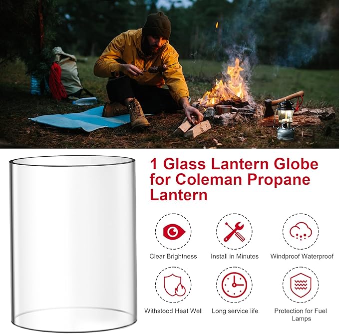 Lantern Glass Replacement for Coleman Lanterns Glass Globe Compatible with Coleman Propane Lantern glass,for Coleman 288 Lantern Globe for Coleman Lantern Globe Replacement for Coleman Lantern Parts