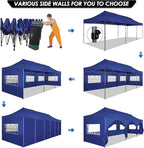 COBIZI 10x30 Pop up Canopy Tent 10x30 Canopy with Sidewalls, Heavy Duty Party Tent Tents for Parties, Foldable UPF 50+ Waterproof Commercial Easy up Canopy with Roller Bag, Navy Blue(Windproof)