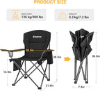 KingCamp Padded Folding Lounge Chairs with Built in Cupholder, Insulated Cooler Sleeve, and Side Storage Pocket for Indoor and Outdoors, 2 Pack, Black