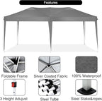 COBIZI 10x20 Pop Up Canopy Tent Party Tents for Parties Weddings Backyard Waterproof Outdoor Commercial Instant Canopy Event Tent with Stakes, Ropes,Sandbags, Gray
