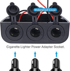 12-24 V 3 Hole Tent Type Power Distribution Sockets Cigarette Lighter Splitter Power Adaptor Combination Automotive Accessory Outlet for Car and Marine ﻿