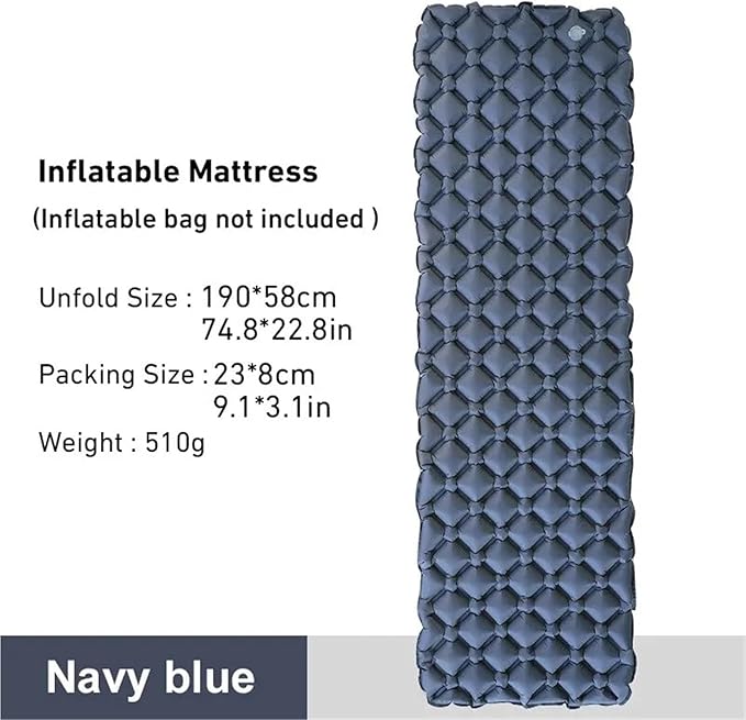 Ultralight Inflatable Camping Sleeping Pad - Portable Outdoor Air Cushion for Hiking Travel Backpacking(Navy Blue)
