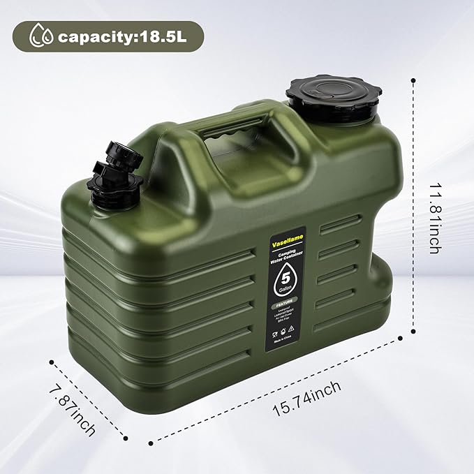 5 Gallon Water Jug with Spigot, Leak-Proof Portable Camping Water Containers, BPA Free, Outdoor Hiking & Emergency Picnic Storage Water Tank