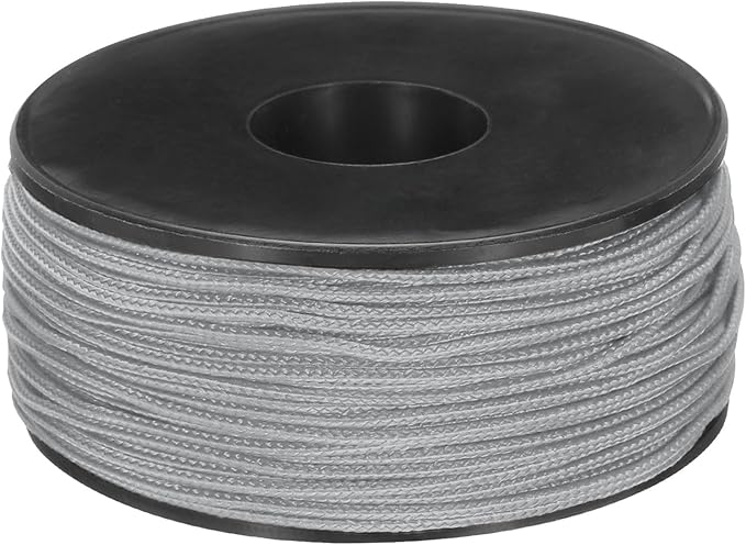 MECCANIXITY 1.18mm x 164 Feet Paracord Micro Cord Rope 100 LB Polyester Braided Cord Spool for Camping Outdoor Jewelry Bracelet, Silver