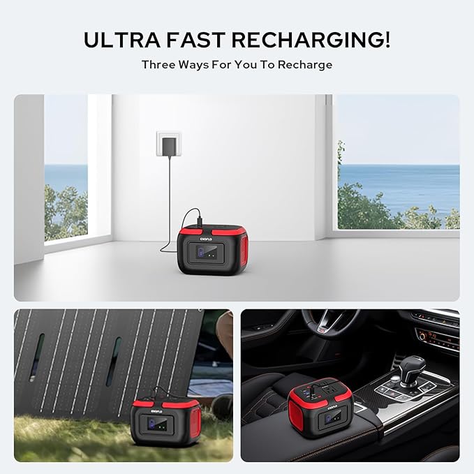 Portable Power Station, 97.68Wh Solar Generator, Lithium Battery Power with 110V AC 120W Peak Socket/DC/USB QC3.0/LED Light for Outdoor Camping Trip Home Backup Emergency