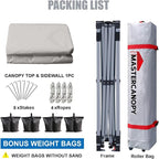 MASTERCANOPY Durable Pop-up Canopy Tent with 1 Sidewall (10'x10',Gray)