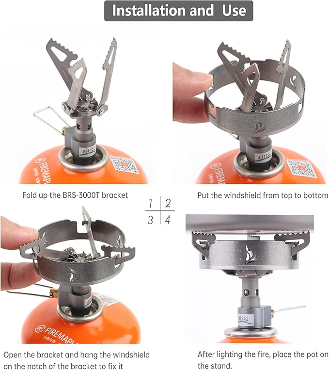 Titanium Camp Stove Windscreen for BRS-3000T Stove/ST-310 Ultralight Backpacking Windscreen for Camping Stove With Storage Bag