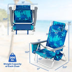 Goplus Beach Chair, Folding Backpack Beach Chairs for Adults with 5 Positions, Head Pillow, Cooler Bag, Towel Bar, Cup Holders, Sunbath Sling Tanning Lounge, Foldable Layout Camping Chairs
