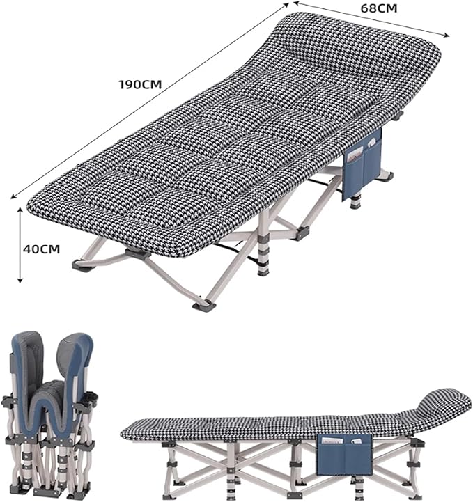 Office Lunch Break Folding Bed, Camping Cots for Adults with Thick Mattress Folding Single Person Nap Bed Rollaway Beds for Home Office Lunch Break, Camping, Pool and Beach(190 * 68 * 40cm)