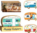 4Pcs RV Camper Coasters Set, Camper Decor, Bamboo Coasters Set Suitable for Kinds of Cups, Modern Style Coasters for Coffee Table, Camping Gifts for Camper Lovers Women Men